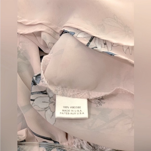 MISA Los Angeles Veneda Pink Floral Sleeveless Ruffle Top - Picture 9 of 9